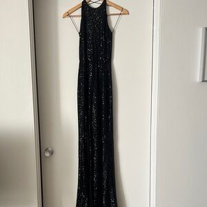 Love By Design Black Sequin halter gown